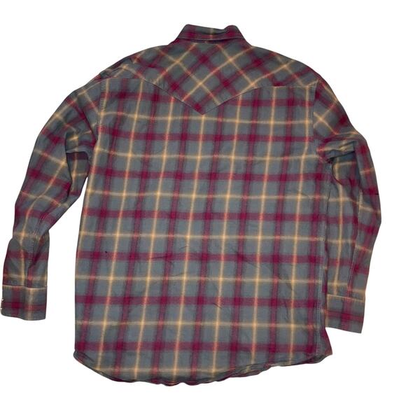 Stetson Men’s Dobby Plaid Long Sleeve Snap Front Flannel Shirt -XL - Picture 4 of 14